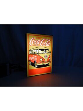 Retro Coca-Cola & VW Bus LED Light Box – Vintage Americana USB Powered Sign
